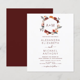 Monograma Burgundy Floral Greenery Casamento
