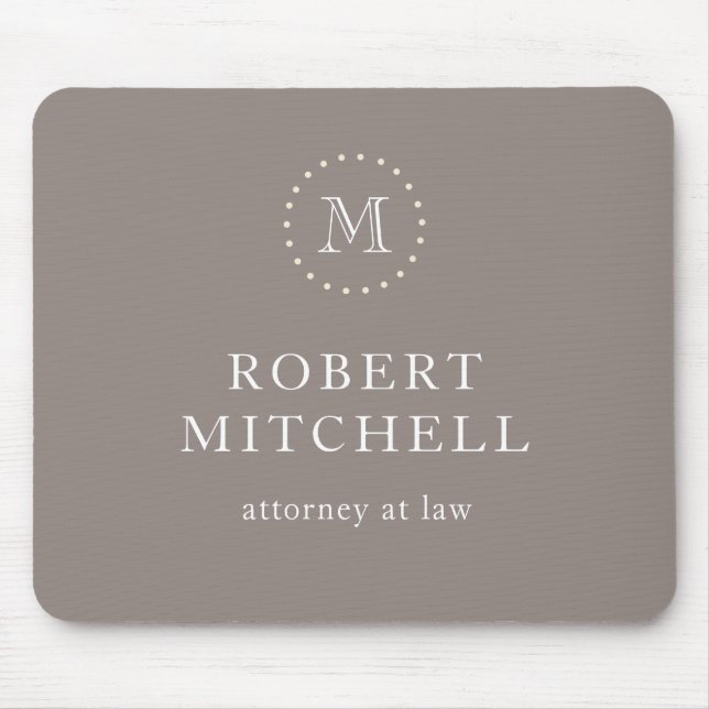 Monograma Castanho Elegante Mousepad Profissional (Frente)