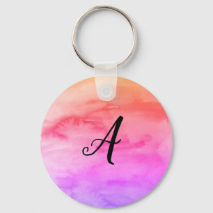 Monograma Chaveiro de pintura por aquarela arco-ír