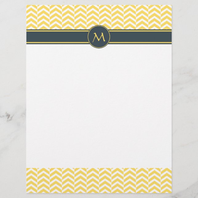 Monograma - Chevron Amarelo e Branco com Carvões (Frente)