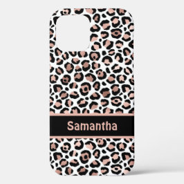Monograma Chic Rosa Dourado e Estampa de Leopardo 
