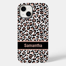 Monograma Chic Rosa Dourado e Estampa de Leopardo 