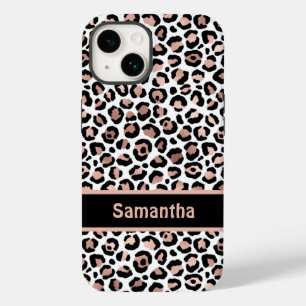 Monograma Chic Rosa Dourado e Estampa de Leopardo