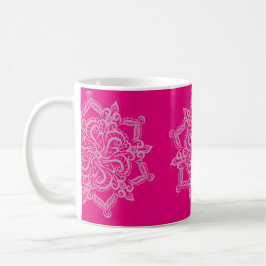 Monograma chique da mandala do rosa quente caneca