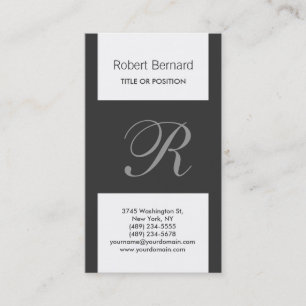 Monograma Cinza Preta Branca Cartão de visita Mode