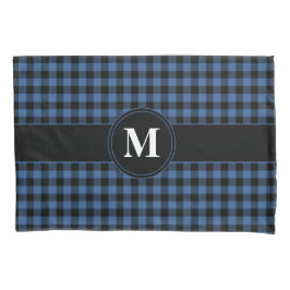 Monograma Clássico Azul E Gingham Preto