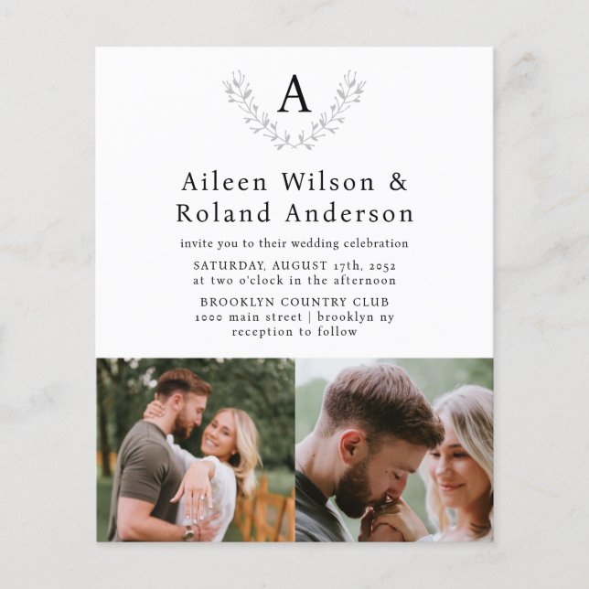 Monograma Clássico de Orçamento 3 Casamento Fotogr (Frente)