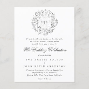 Monograma Clássico Florais Orçamento Convite de Ca