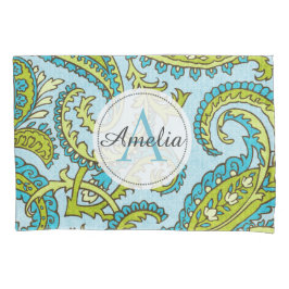 Monograma Colorido Paisley Blue Bohemian Trendy