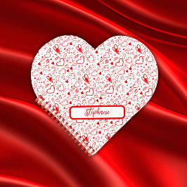 Monograma com corações vermelhos em branco |