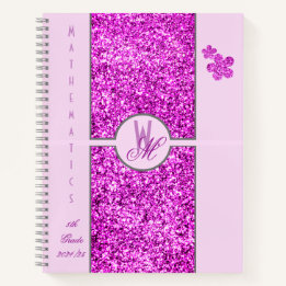 Monograma com Flores em Brilho Rosa