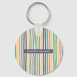 Monograma com Linhas Coloridas Chaveiro minimalist