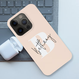 Monograma Cor-de-Rosa Espelho Moderno Elegante