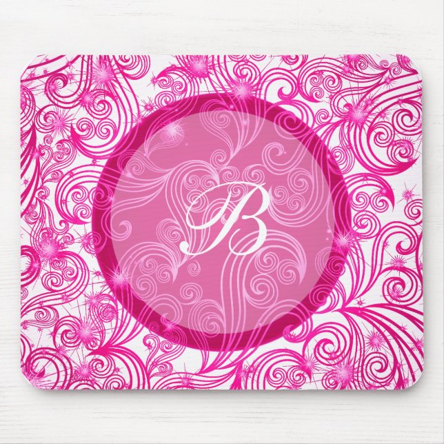 Monograma cor-de-rosa Mousepads (Frente)