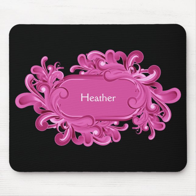 Monograma cor-de-rosa Mousepads (Frente)