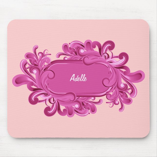 Monograma cor-de-rosa Mousepads (Frente)