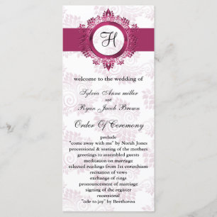monograma cor-de-rosa programa Casamento