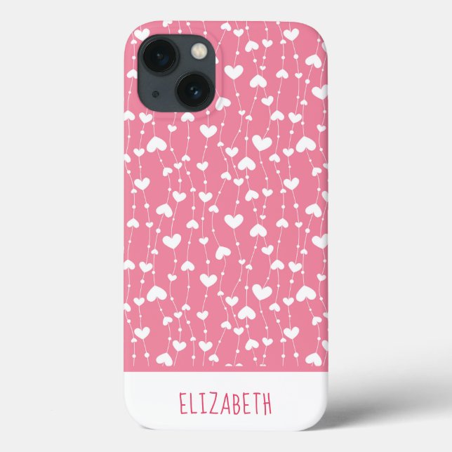 Monograma Corações Rosa e Branco Feminino (Verso)