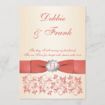 Monograma Coral Champagne Convite Floral Para Casa