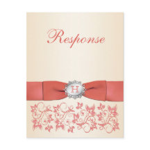 Monograma Coral Champanhe Floral Casamento RSVP