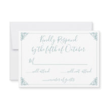 Monograma Crest Dourado Dusty Blue Casamento rsvp