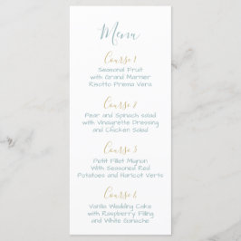 Monograma Crest Dourado Dusty Blue Menu Casamento