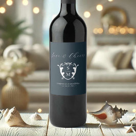 Monograma Crest Vinho Personalizado Etiquetas Mari