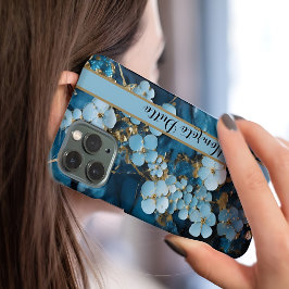 Monograma da Agata de Veias Douradas Azul