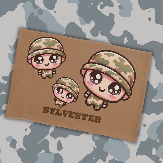 Monograma da Camuflagem do Exército Kawaii Cute | (Criador carregado)