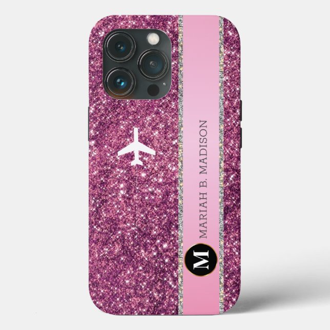 Monograma da flecha prateada rosa do avião Elegant (Verso)