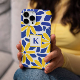 Monograma da Flor Azul e Amarelo