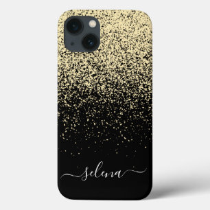 Monograma da Menina Glitter Dourada Preta