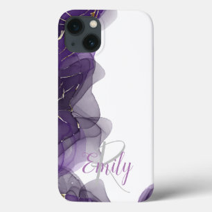 Monograma de Abstrato de Marble Agate Branco Roxo
