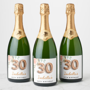 monograma de aniversário de 30 anos de ouro flora