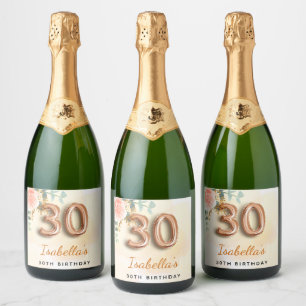 monograma de aniversário de 30 anos de ouro flora