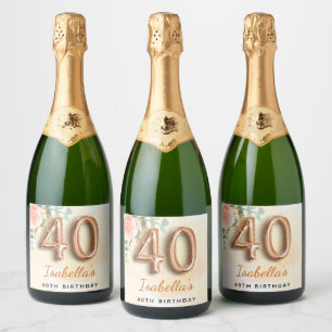 monograma de aniversário de 40 anos de ouro flora