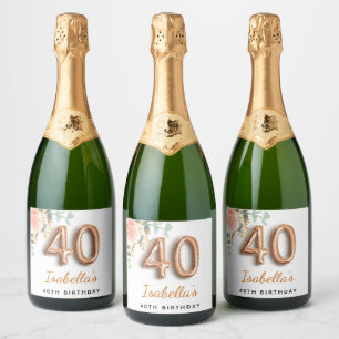 monograma de aniversário de 40 anos de ouro flora