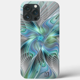 Monograma de Arte Fractal de Borboleta Verde abstr