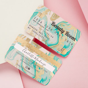 Monograma de beleza agate gate de ouro com cartão 