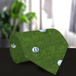 Monograma de Bola de Golfe Verde Gravata Golfer Pa