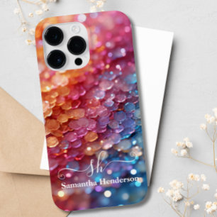 Monograma de Brilhante de Pastel Cor-de-Rosa Azul 