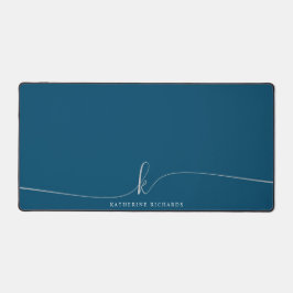Monograma de caligrafia azul de Marinho minimalist