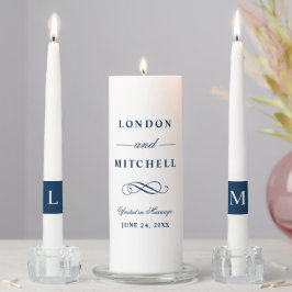 Monograma de Casamento Azul do Marinho Elegante Cl