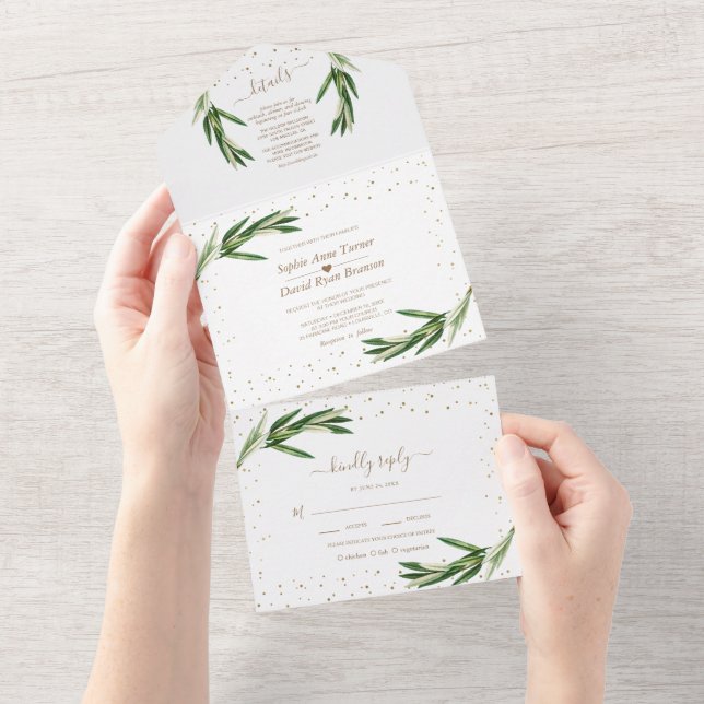 Monograma de casamento com confete dourado e folha (Tearaway)