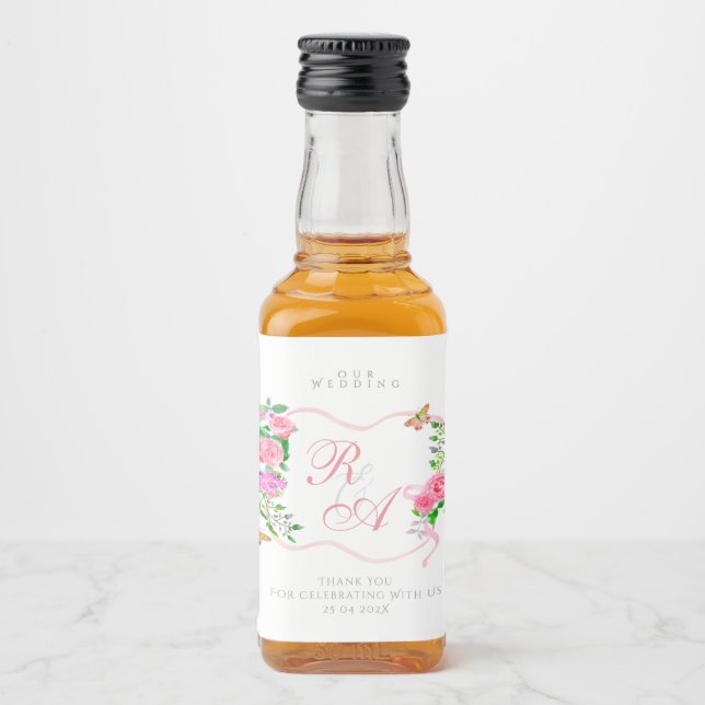 Monograma de Casamento com Laço Rosa (Frente)