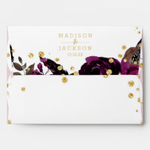 Monograma de Casamento de Confetti Dourado Floral 