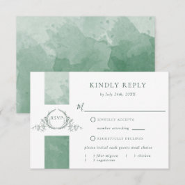 Monograma de Casamento de Cor Verde Elegante RSVP