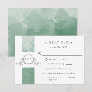 Monograma de Casamento de Cor Verde Elegante RSVP