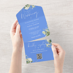 Monograma de Casamento em Azul Centáurea com Códig