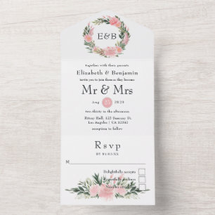 Monograma de Casamento Flamingo Tropical Rosa Exót